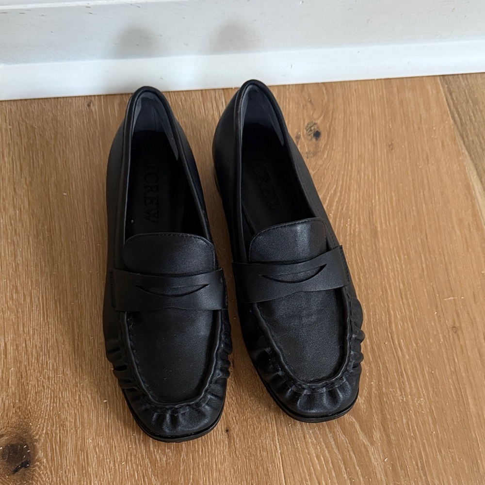 Jcrew black leather loafers